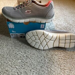 Skechers Gray and Pink Athletic Shoes with Flexible Sole